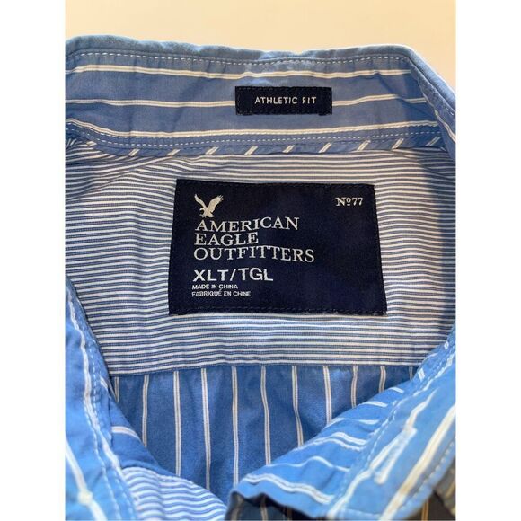 Mens American Eagle Blue White Buttondown Long‎ Sleeve Shirt XLT Classic Fit A21 - Picture 3 of 7